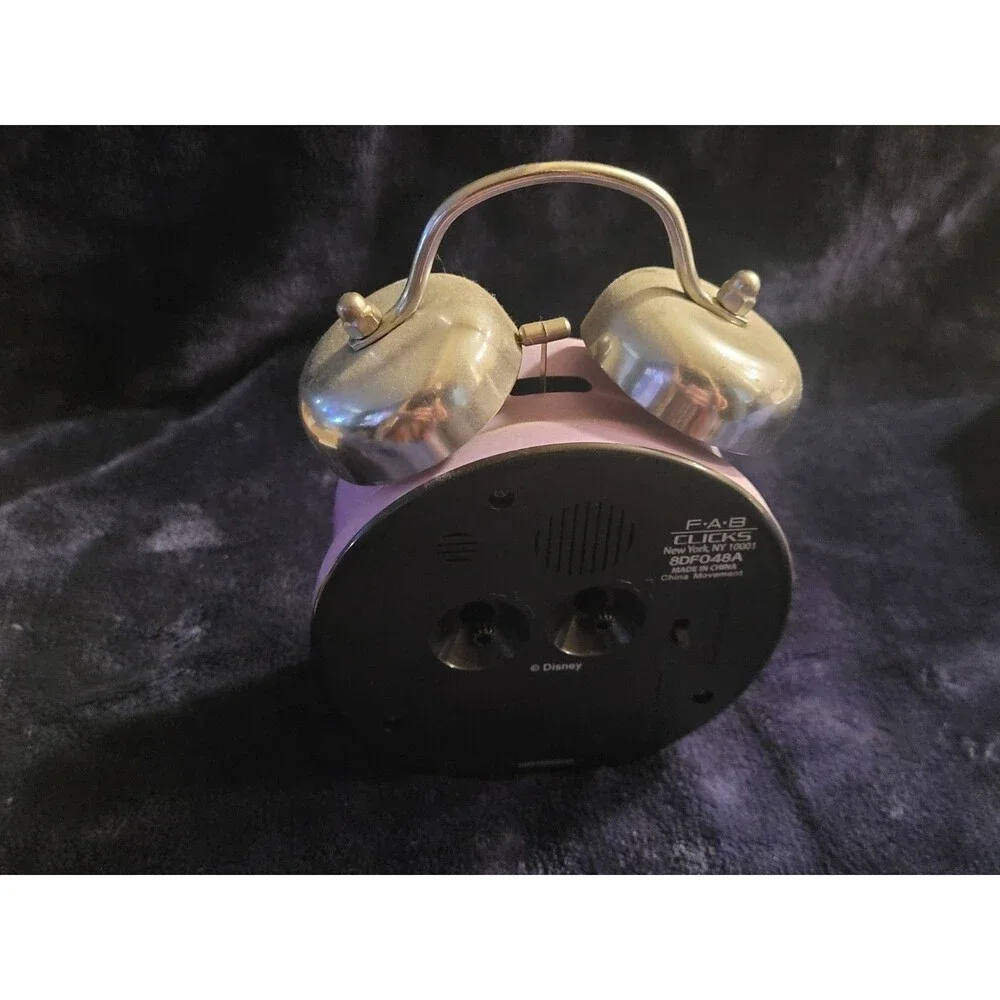 Disney Vintage Tinkerbell Alarm Clock Purple Dual Bell Collectible
